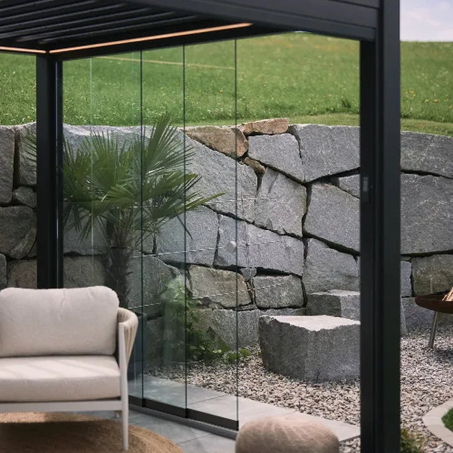 Biohort Clear Glass Sliding Wall for Pergola