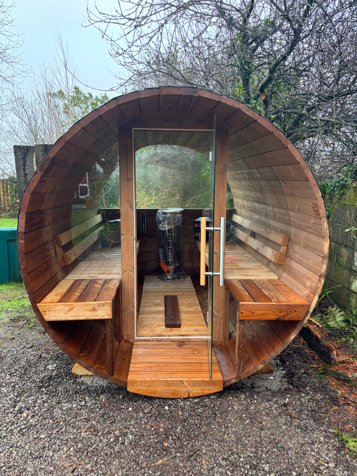 2.8m Barrel Sauna with Porch - Thermowood
