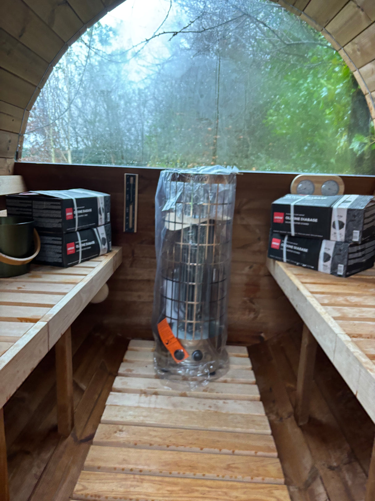 2.8m Barrel Sauna with Porch - Thermowood
