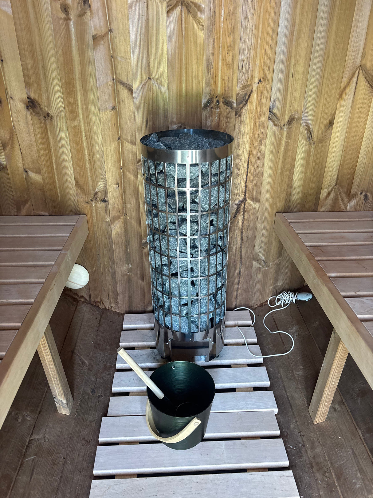 Aughermon Barrel Sauna with Full Glass Front and Porch