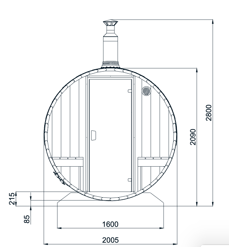 Barrel Sauna 2.4m Length 4 Person Outdoor Sauna with Porch