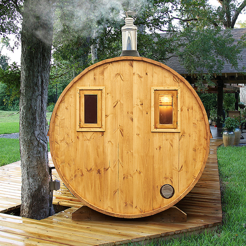 Barrel Sauna 3m Length 4 Person Outdoor Sauna with Dressing Room