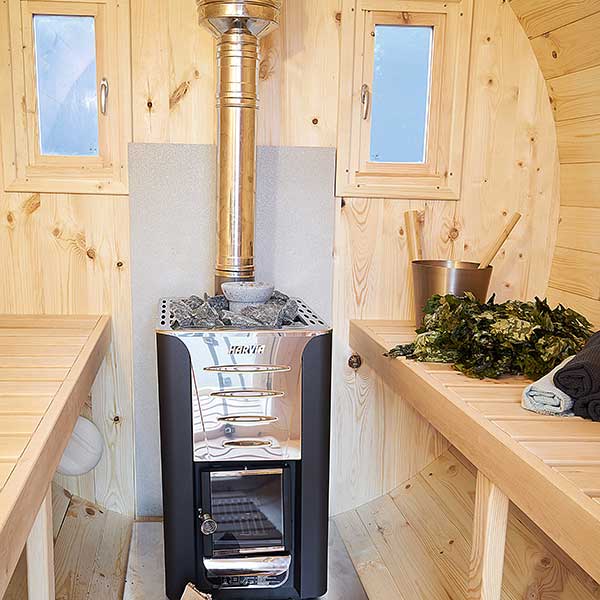 Barrel Sauna 3m Length 4 Person Outdoor Sauna with Dressing Room