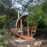 Aughermon Barrel Sauna with Full Glass Front and Porch