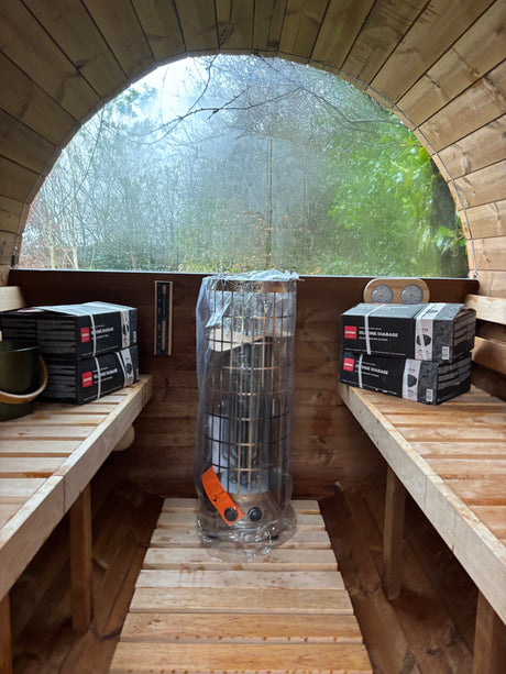 2.8m Barrel Sauna with Porch - Thermowood