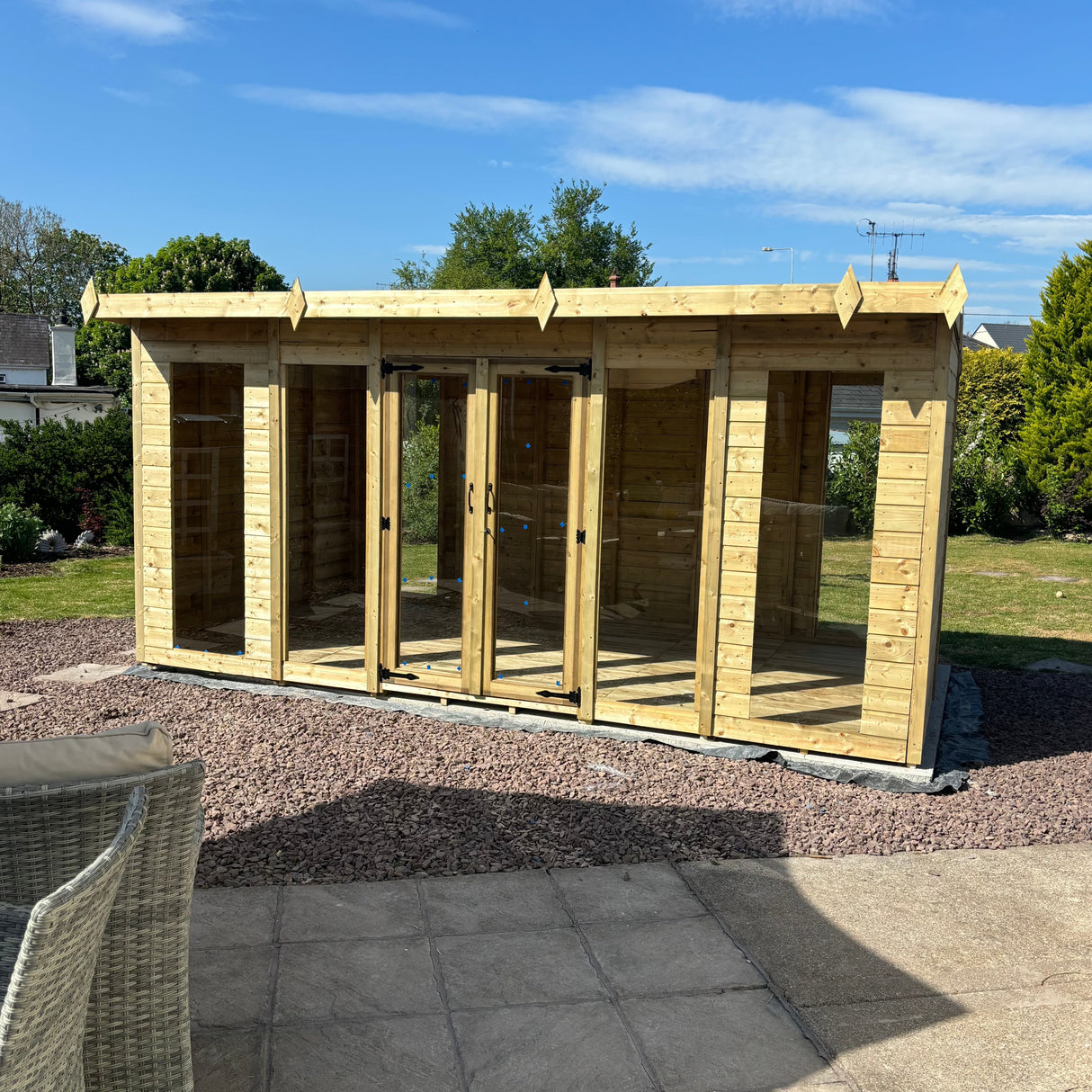 14ft x 8ft Pent Summer House (Full Height Window)