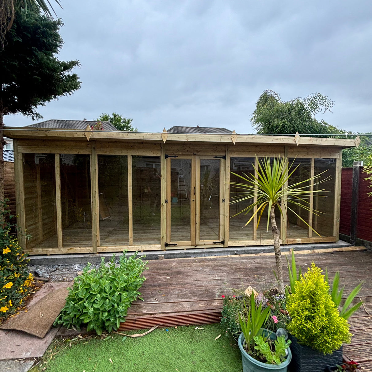 20ft x 8ft Pent Summer House (Full Height Window)