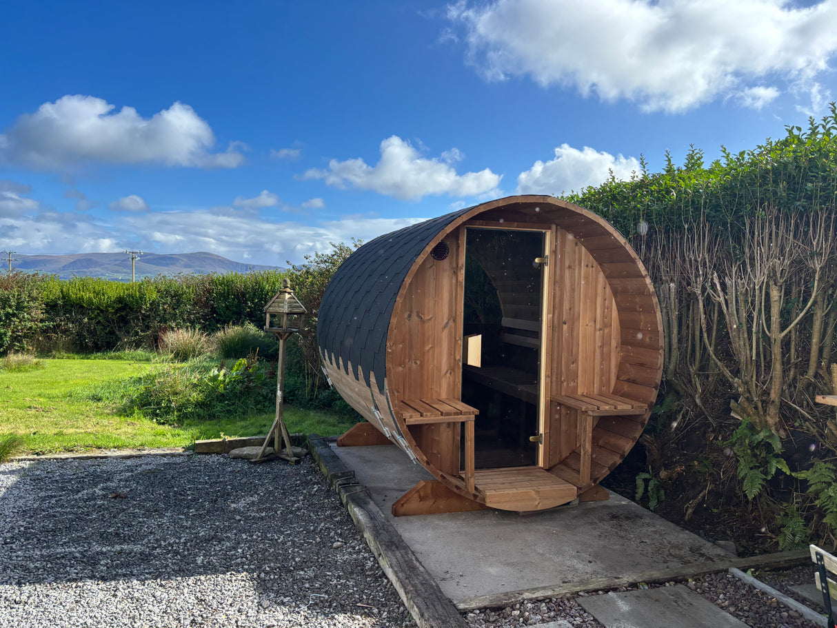 Barrel Sauna 2.4m Length 4 Person Outdoor Sauna with Porch