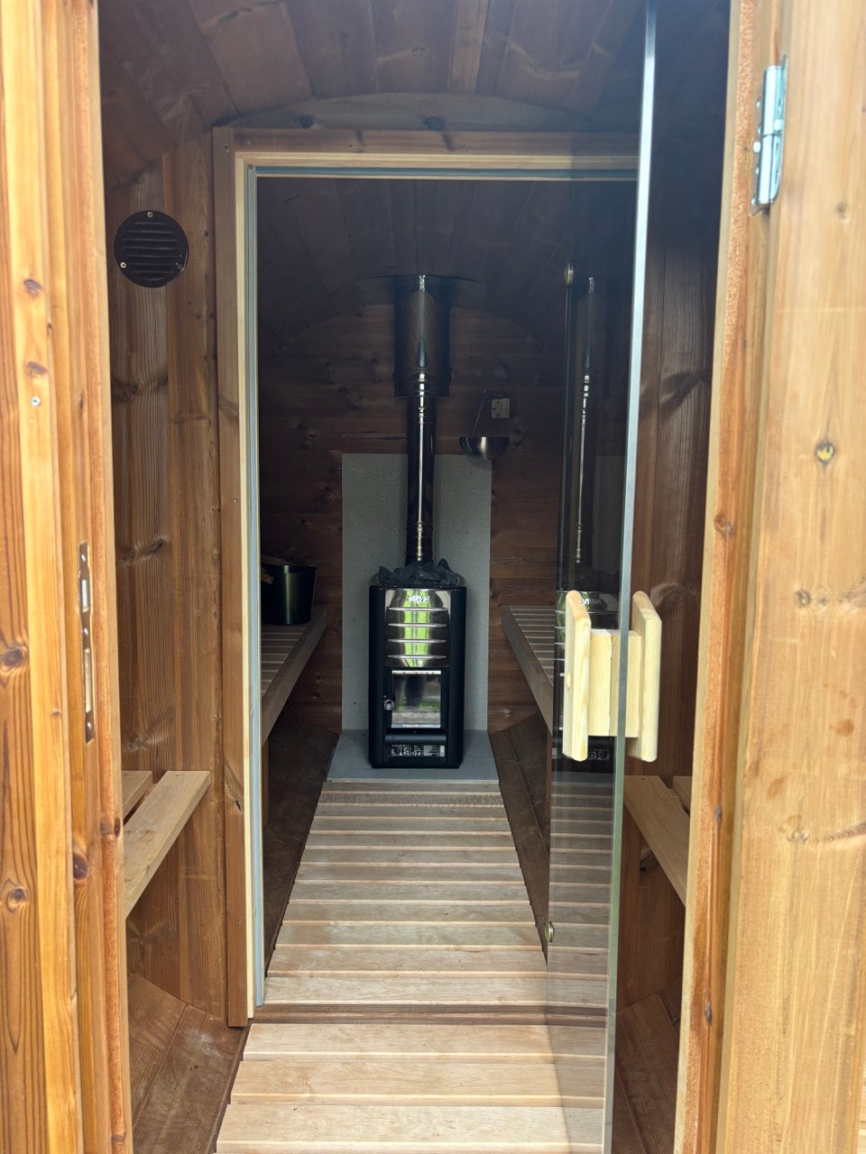 Barrel Sauna 3m Length 4 Person Outdoor Sauna with Dressing Room