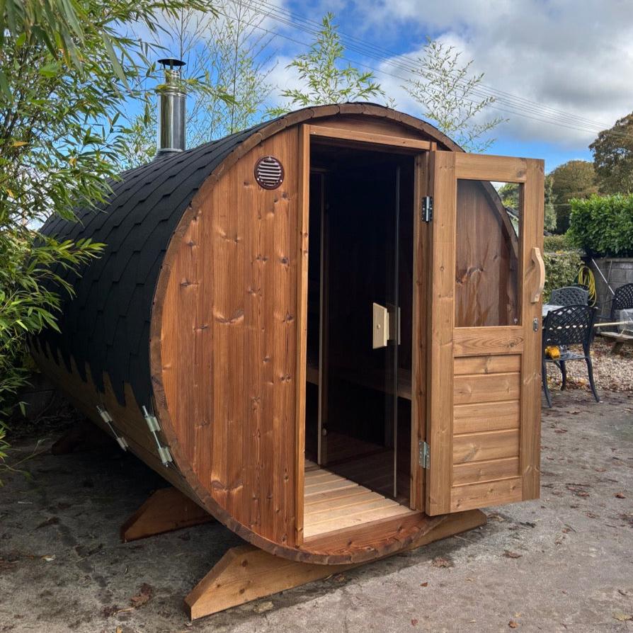 Barrel Sauna 3m Length 4 Person Outdoor Sauna with Dressing Room