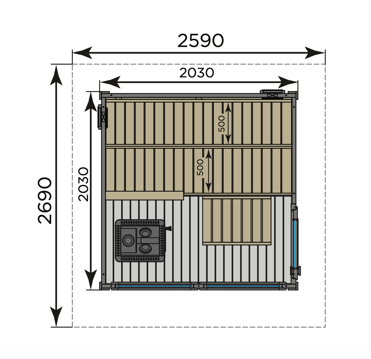 Harvia Solide Compact Vision Outdoor Sauna