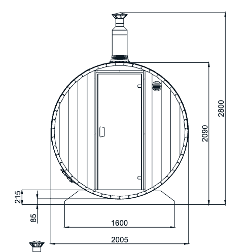 Barrel Sauna 3m Length 6-8 Person Outdoor Sauna