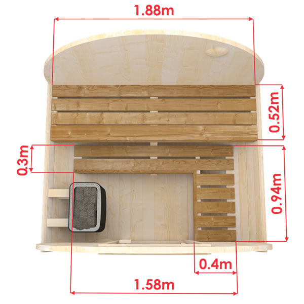 Barrel Sauna 1.6m Length 3 Person Outdoor Sauna