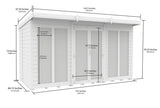 12ft x 7ft Pent Summer House (Full Height Window)