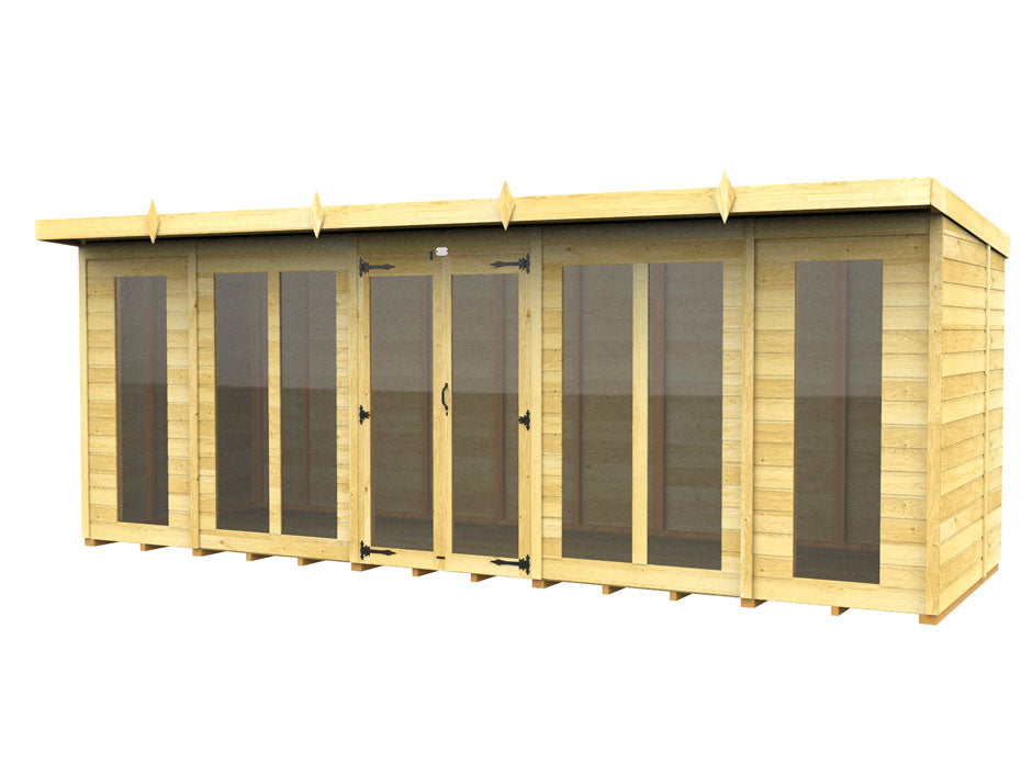 18ft x 6ft Pent Summer House (Full Height Window)