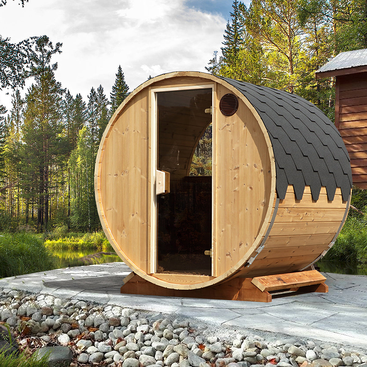 Barrel Sauna 1.6m Length 3 Person Outdoor Sauna