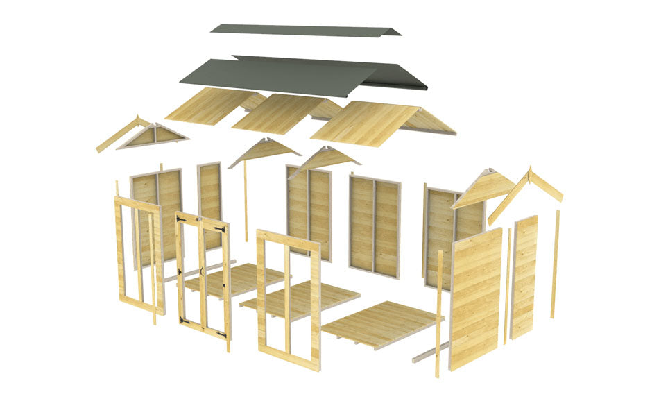 7ft x 14ft Apex Summer House (Full Height Window)