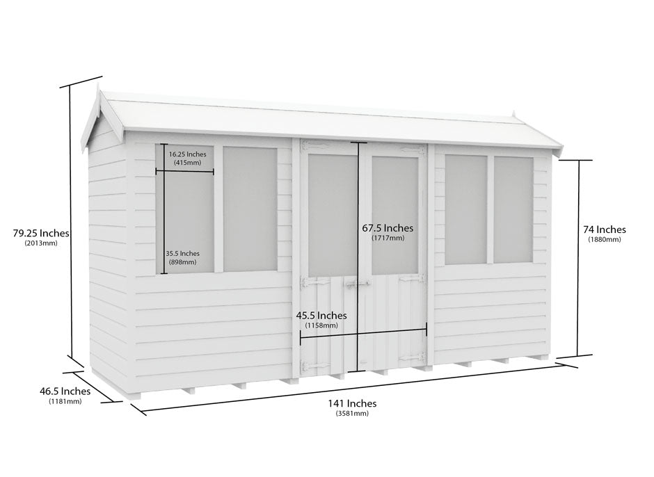 4ft x 12ft Apex Summer House