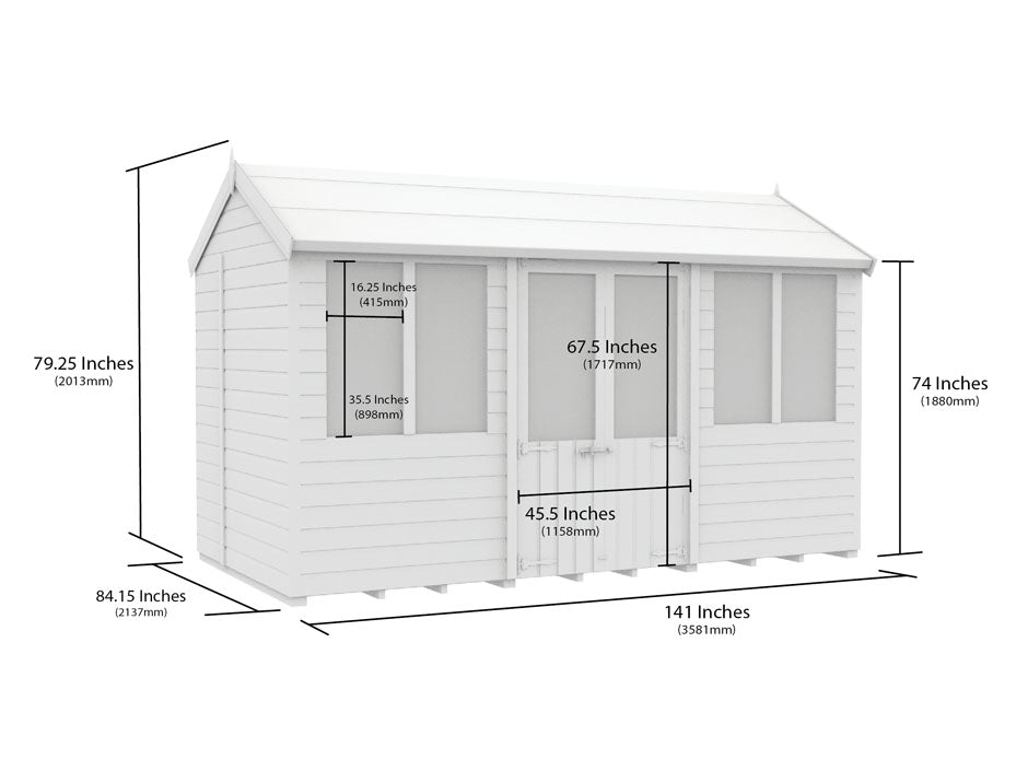 7ft x 12ft Apex Summer House