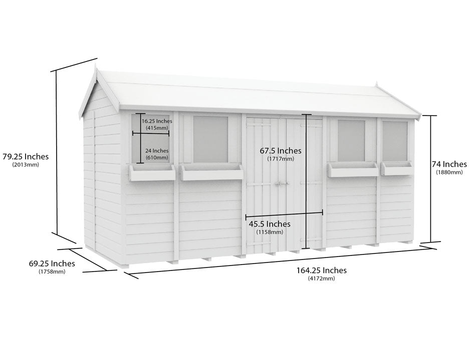 6ft x 14ft Apex Summer Shed