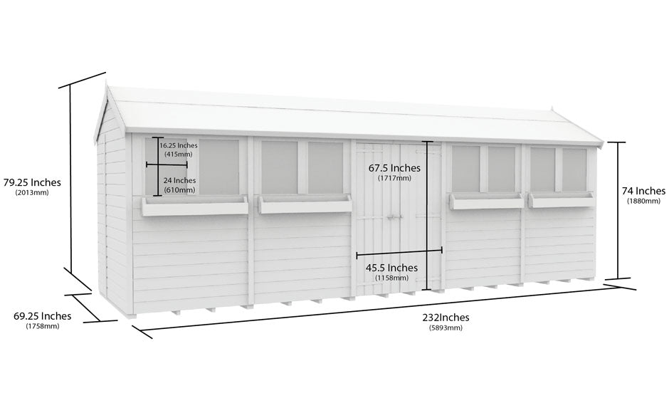 6ft x 20ft Apex Summer Shed