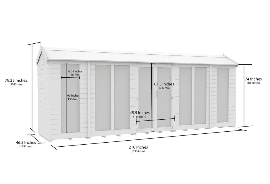 4ft x 18ft Apex Summer House (Full Height Window)