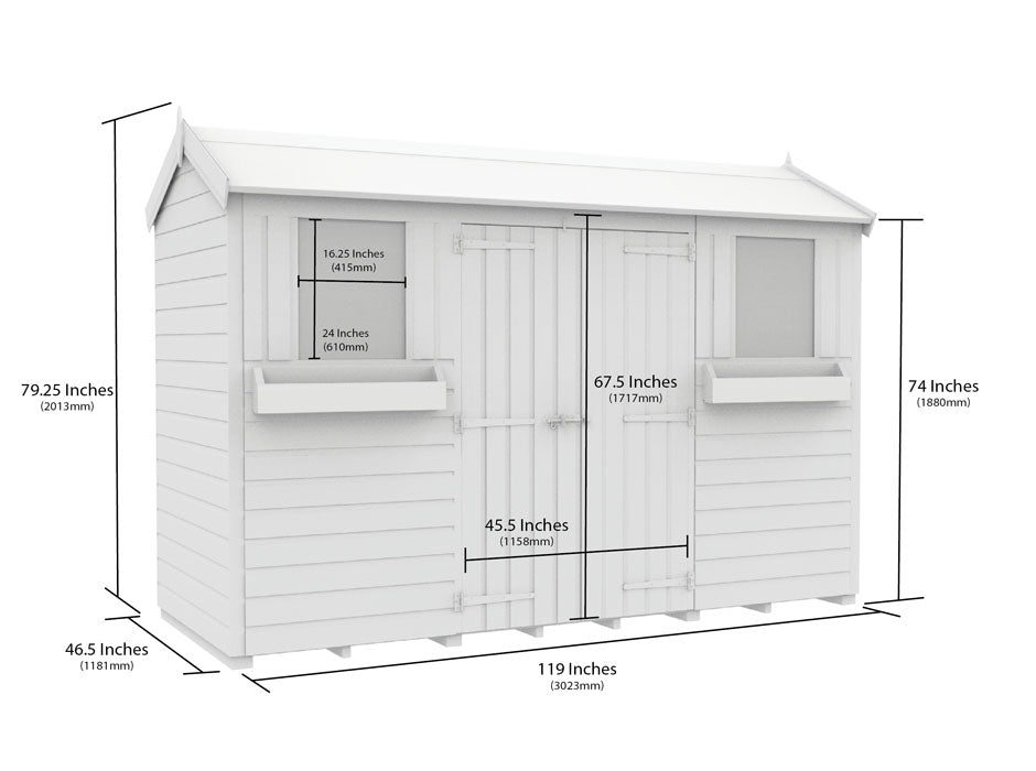 4ft x 10ft Apex Summer Shed