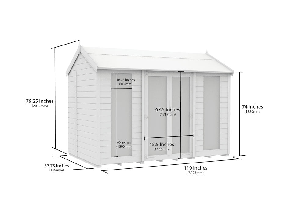 5ft x 10ft Apex Summer House (Full Height Window)