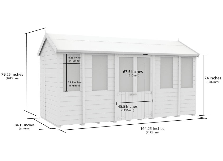 7ft x 14ft Apex Summer Shed