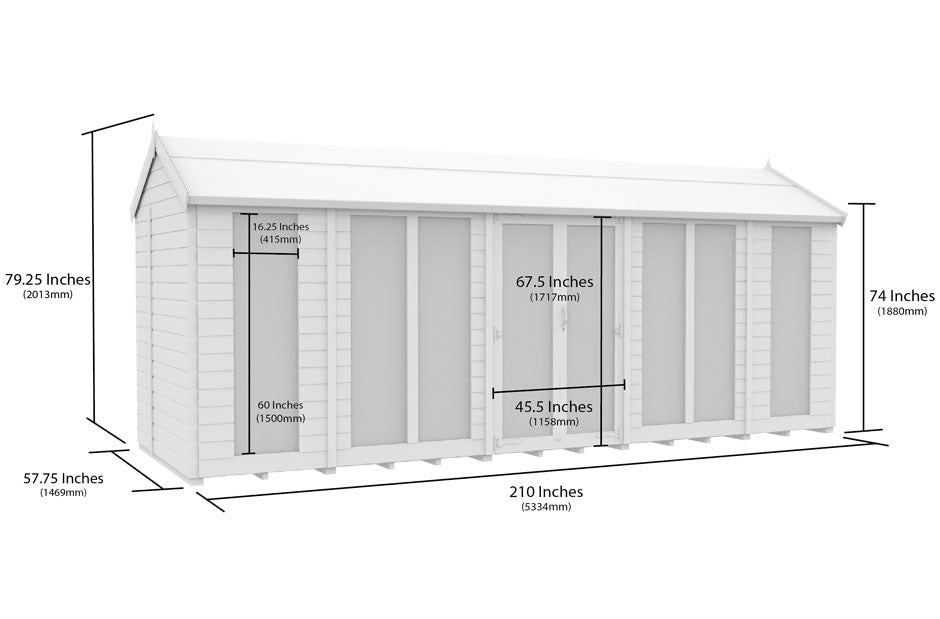 5ft x 18ft Apex Summer House (Full Height Window)