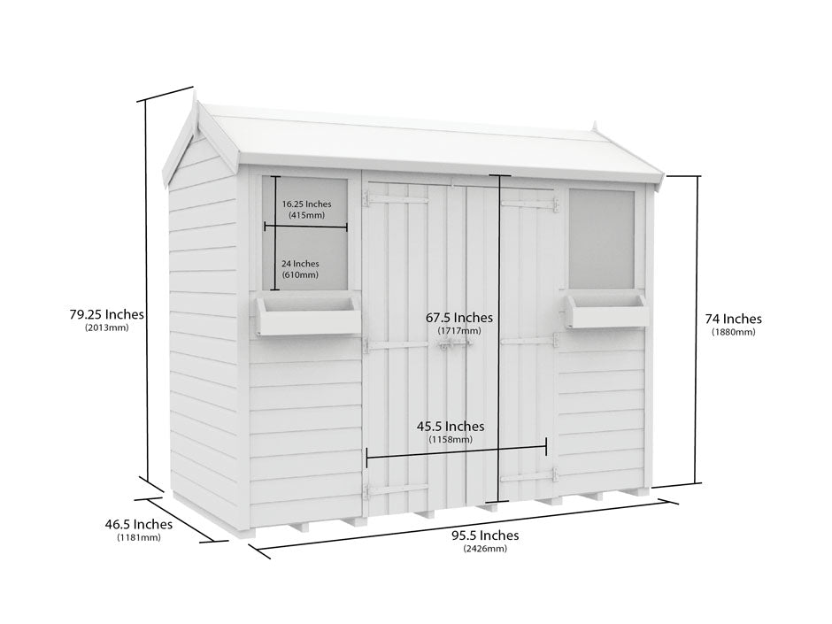 4ft x 8ft Apex Summer Shed