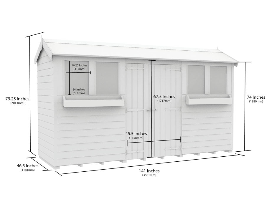 4ft x 12ft Apex Summer Shed