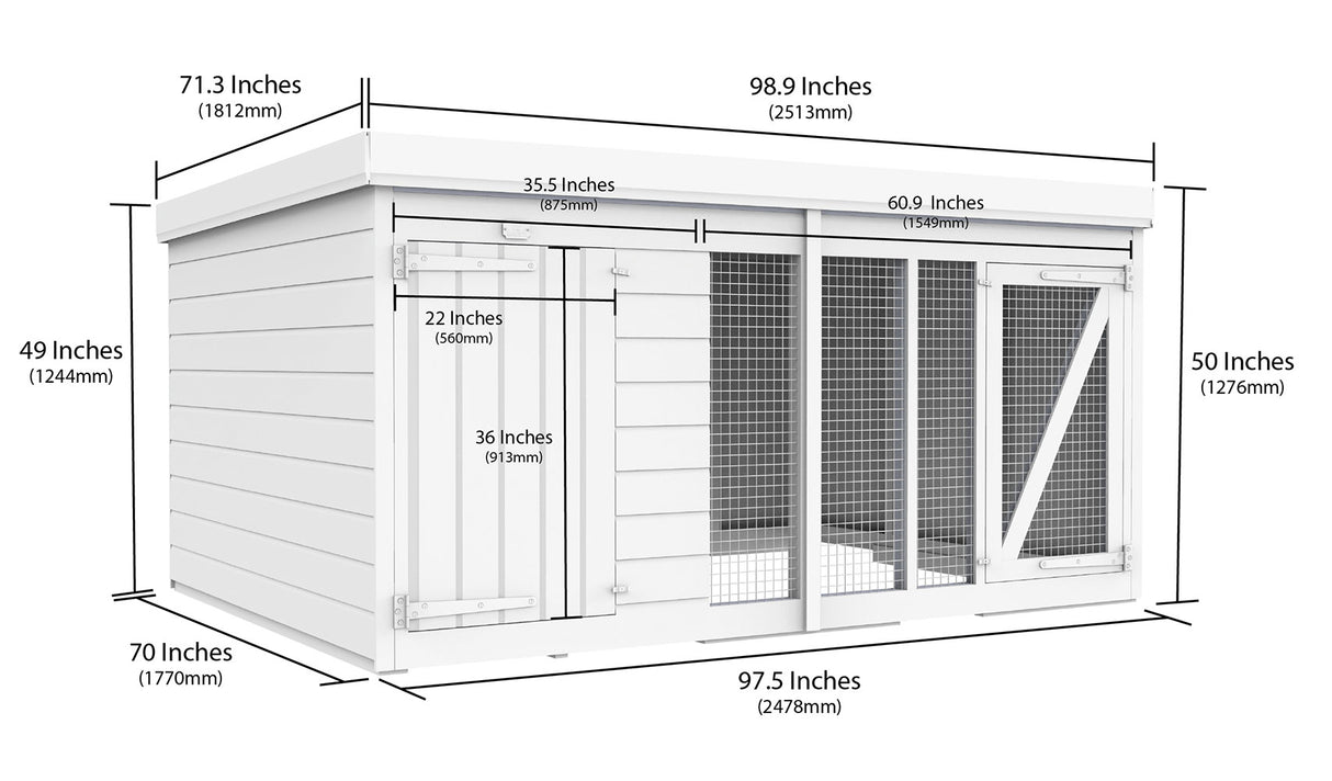 8ft x 6ft Dog Kennel and Run