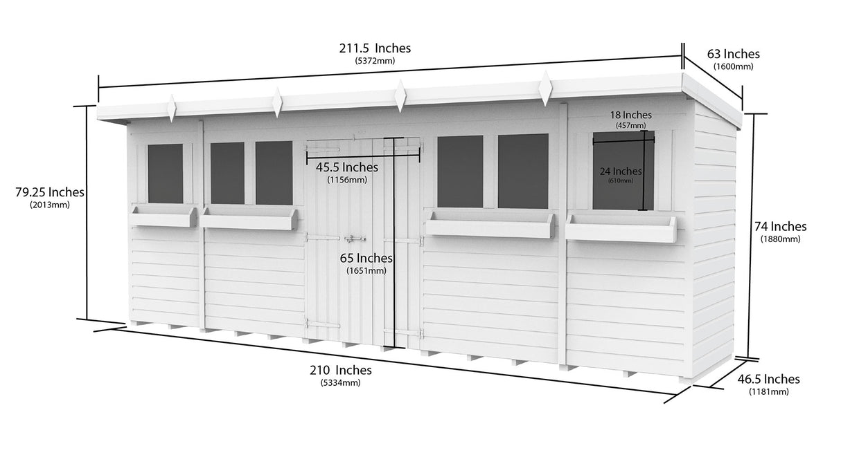 18ft x 4ft Pent Summer Shed