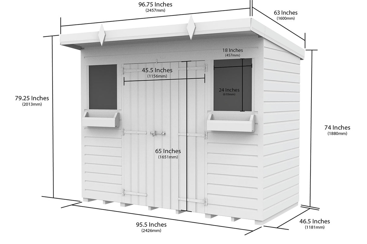 8ft x 4ft Pent Summer Shed