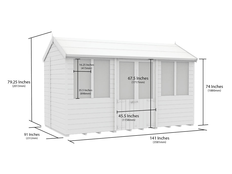 8ft x 12ft Apex Summer Shed