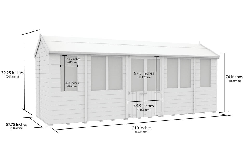 5ft x 18ft Apex Summer House