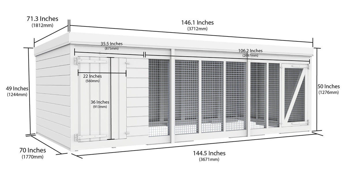 12ft x 6ft Dog Kennel and Run