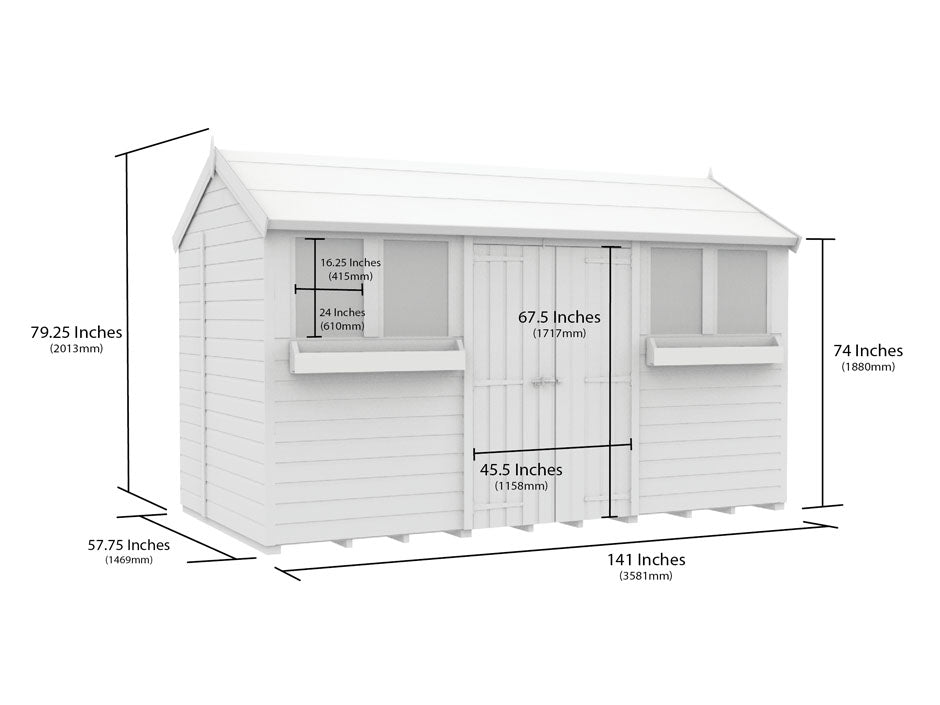 5ft x 12ft Apex Summer Shed