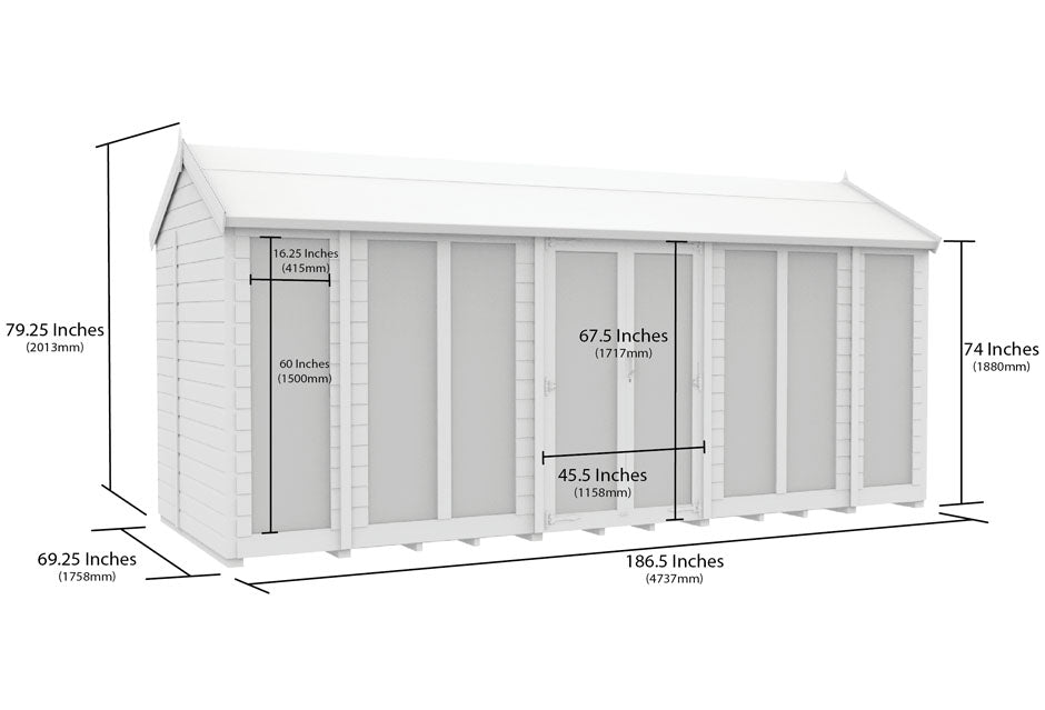 6ft x 16ft Apex Summer House (Full Height Window)