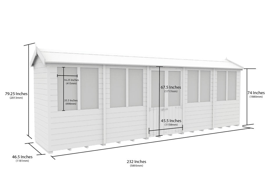 4ft x 20ft Apex Summer House