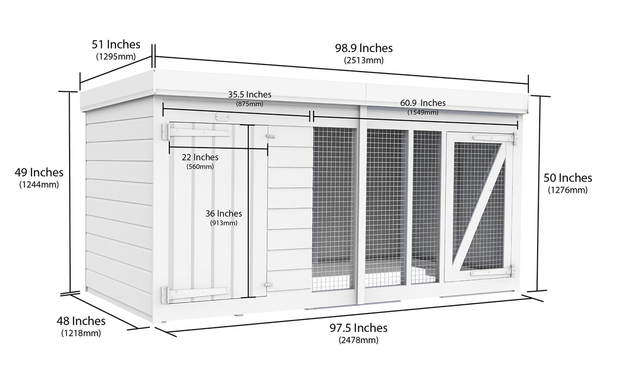 8ft x 4ft Dog Kennel and Run