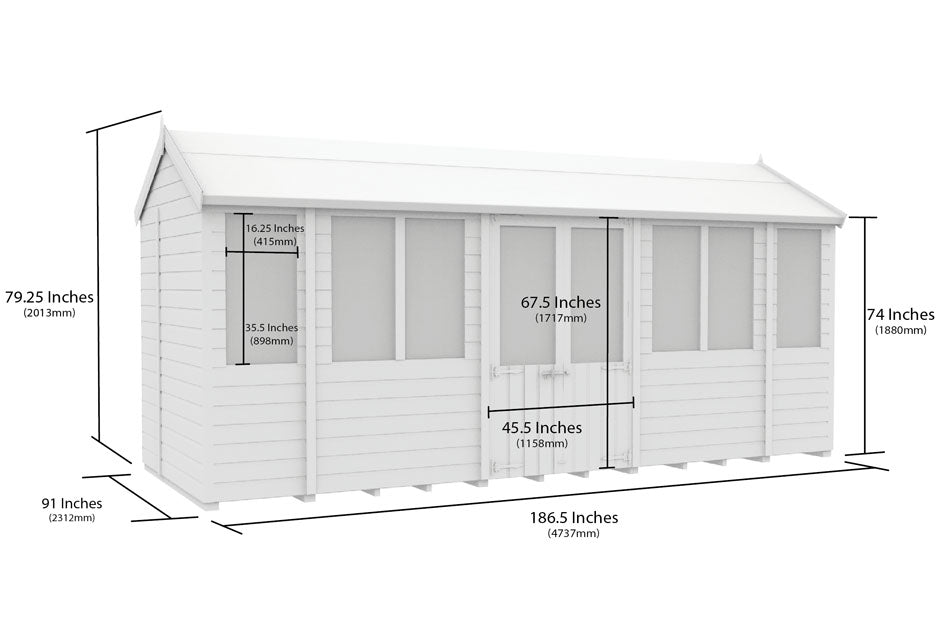 8ft x 16ft Apex Summer Shed