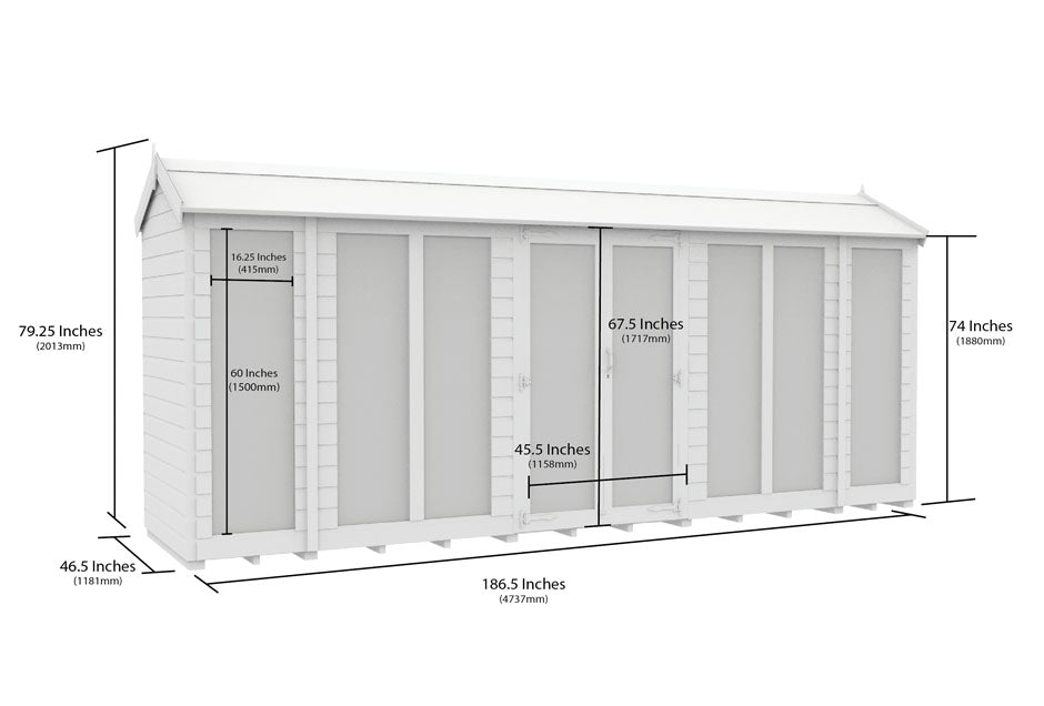 4ft x 16ft Apex Summer House (Full Height Window)