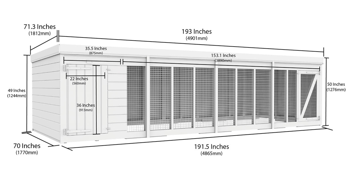 16ft x 6ft Dog Kennel and Run