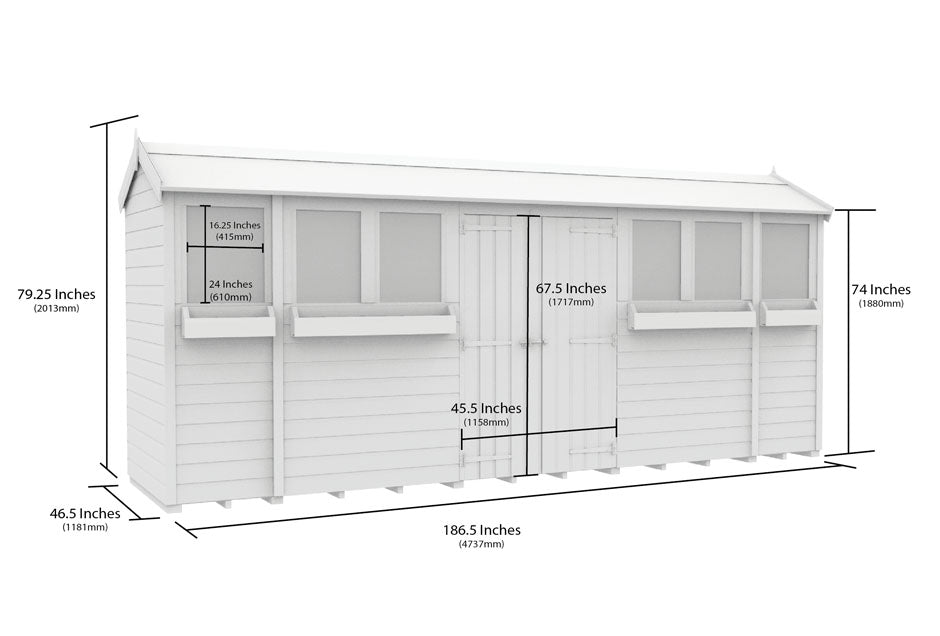 4ft x 16ft Apex Summer Shed