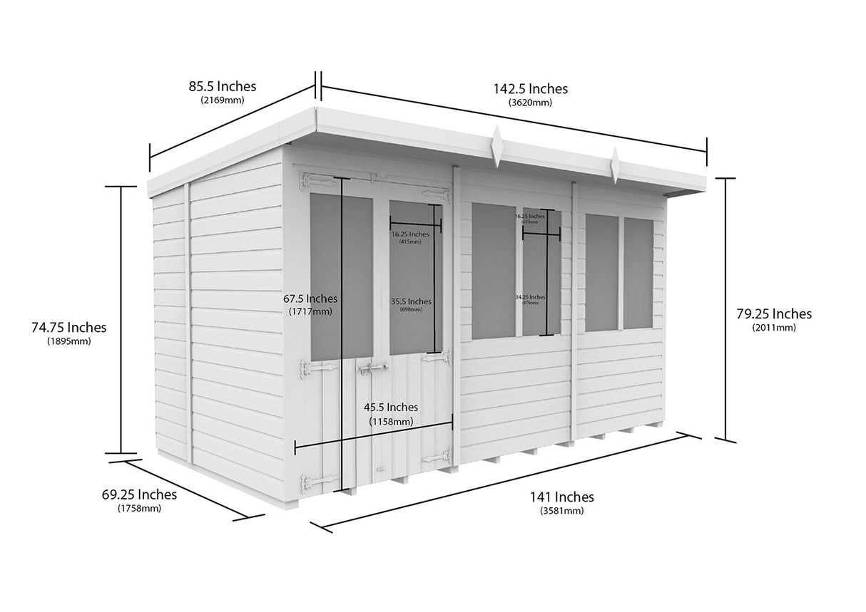 12ft x 6ft Pent Summer House