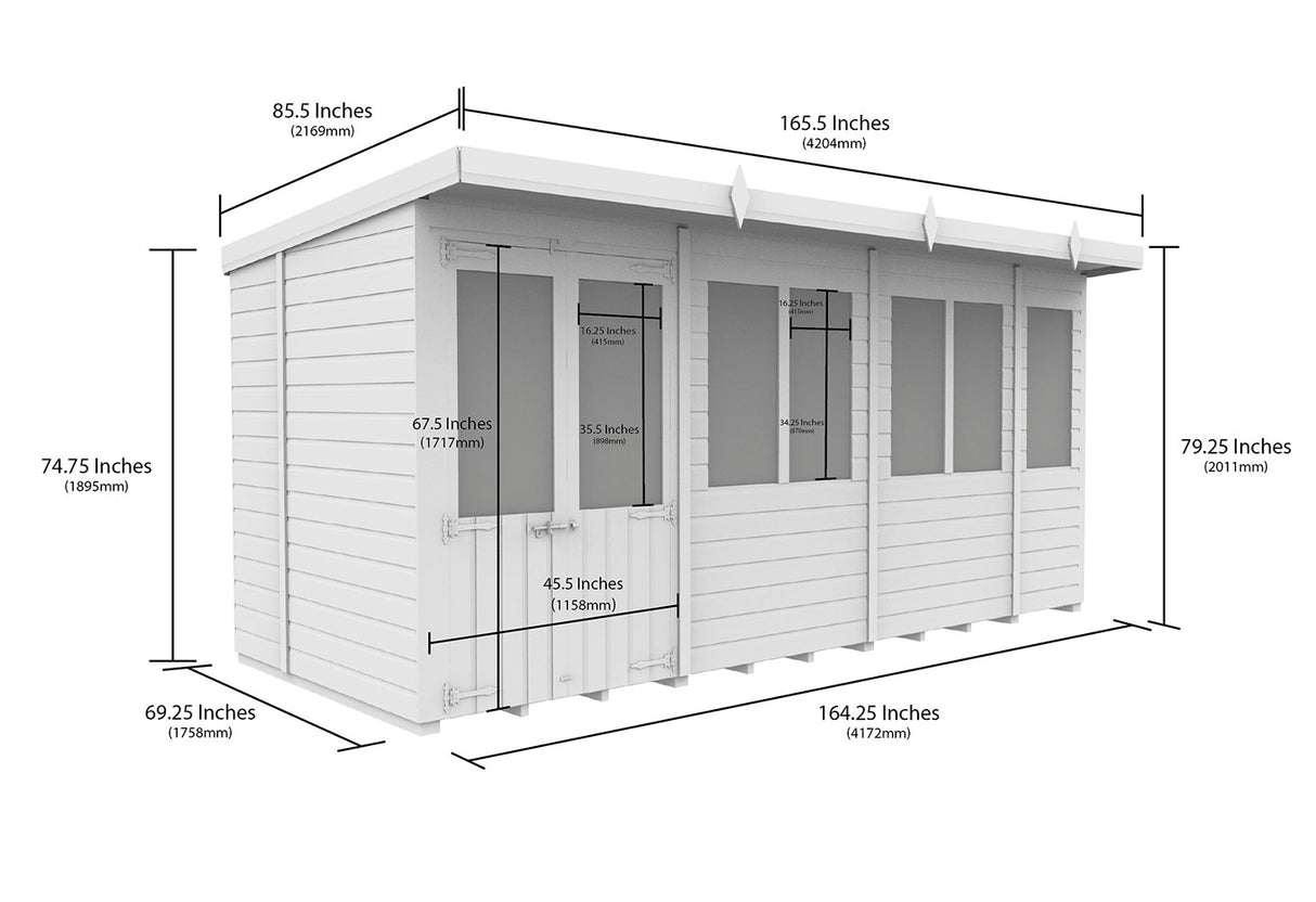 14ft x 6ft Pent Summer House