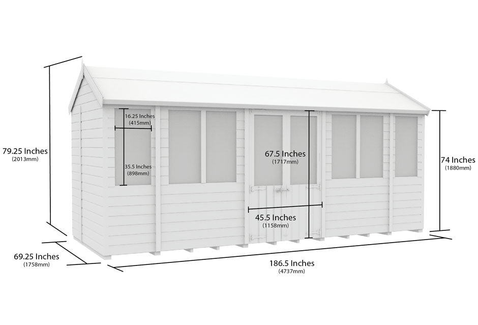 6ft x 16ft Apex Summer House