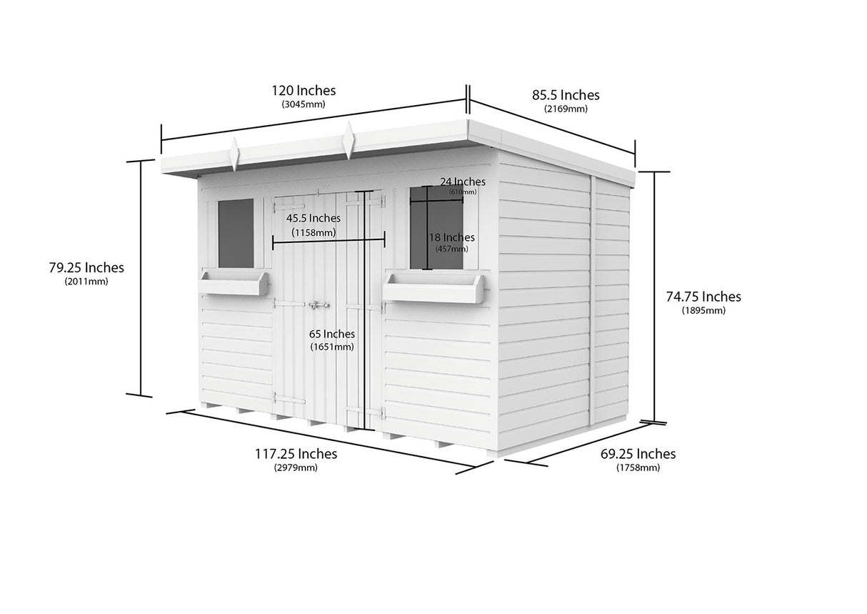 10ft x 6ft Pent Summer Shed